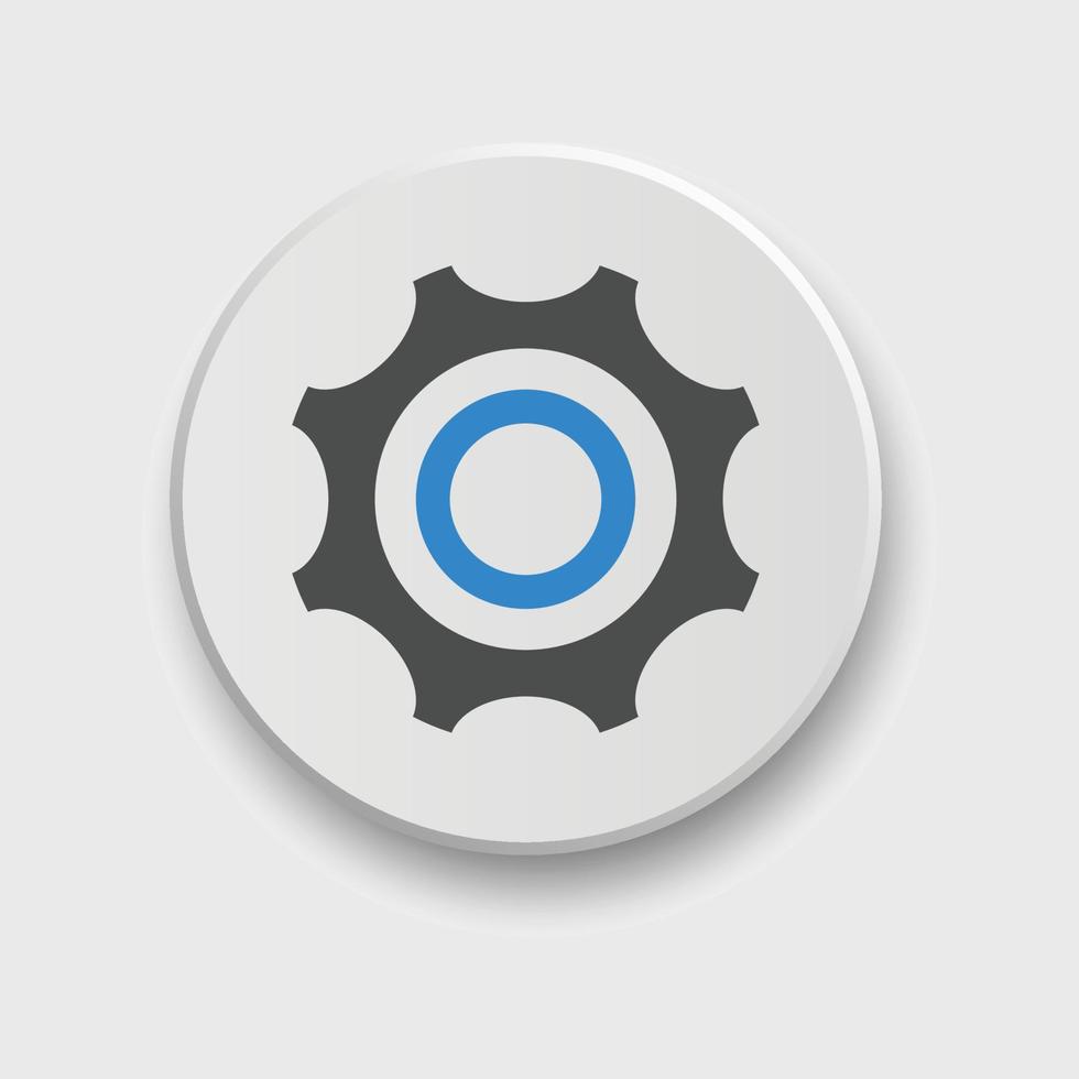 Setting icon for apps or web interface with button. Set of settings, Gear, Cog icon vector with button. Sign flat style setting or gear with button