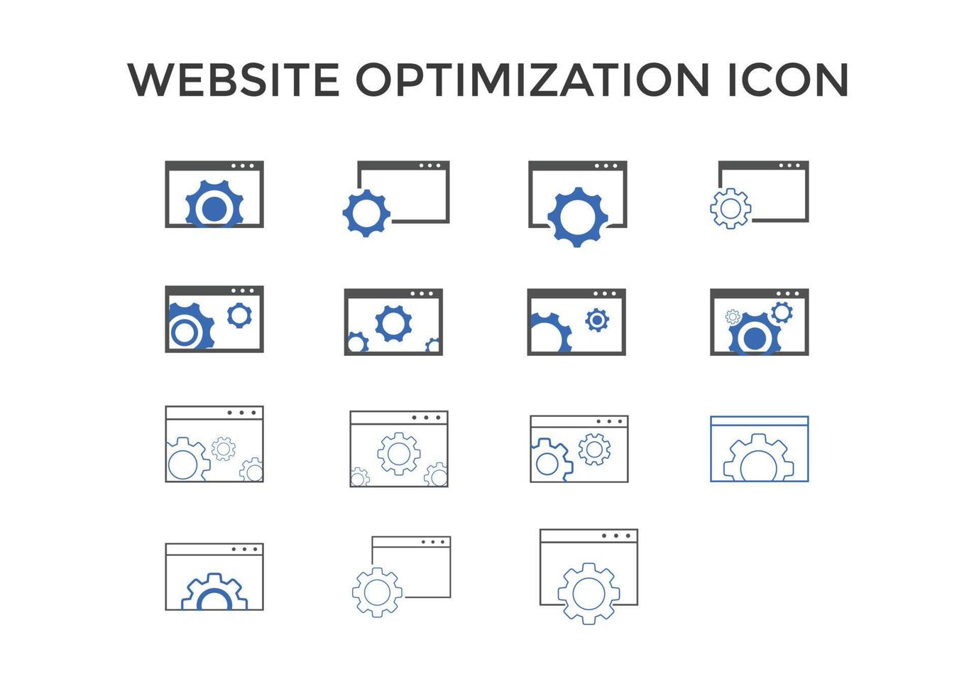 iconos de optimización de sitios web. icono de símbolo de desarrollo de página web. concepto de seo y diseño web vector