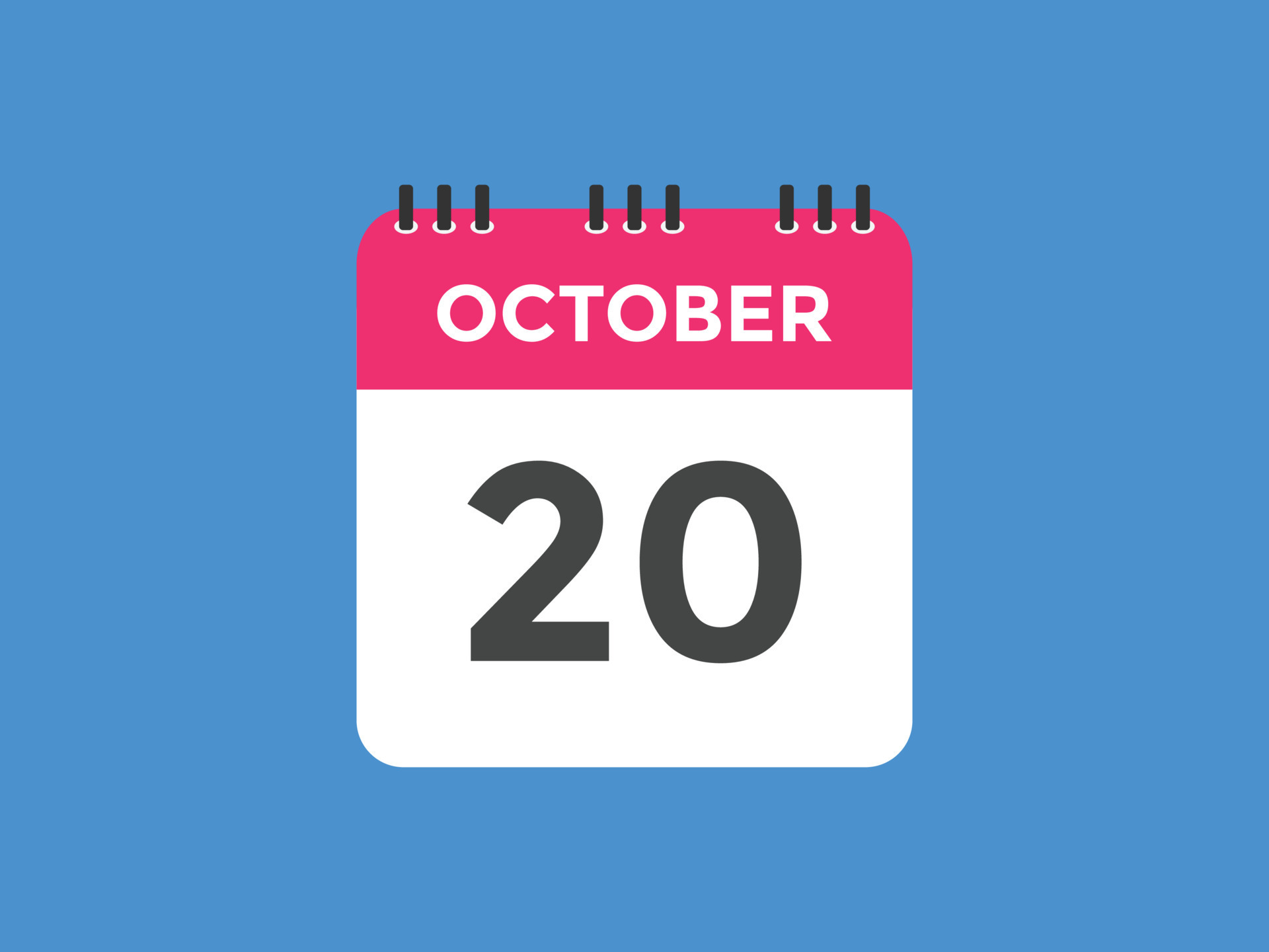 Recordatorio del calendario del 20 de octubre. Plantilla de icono de