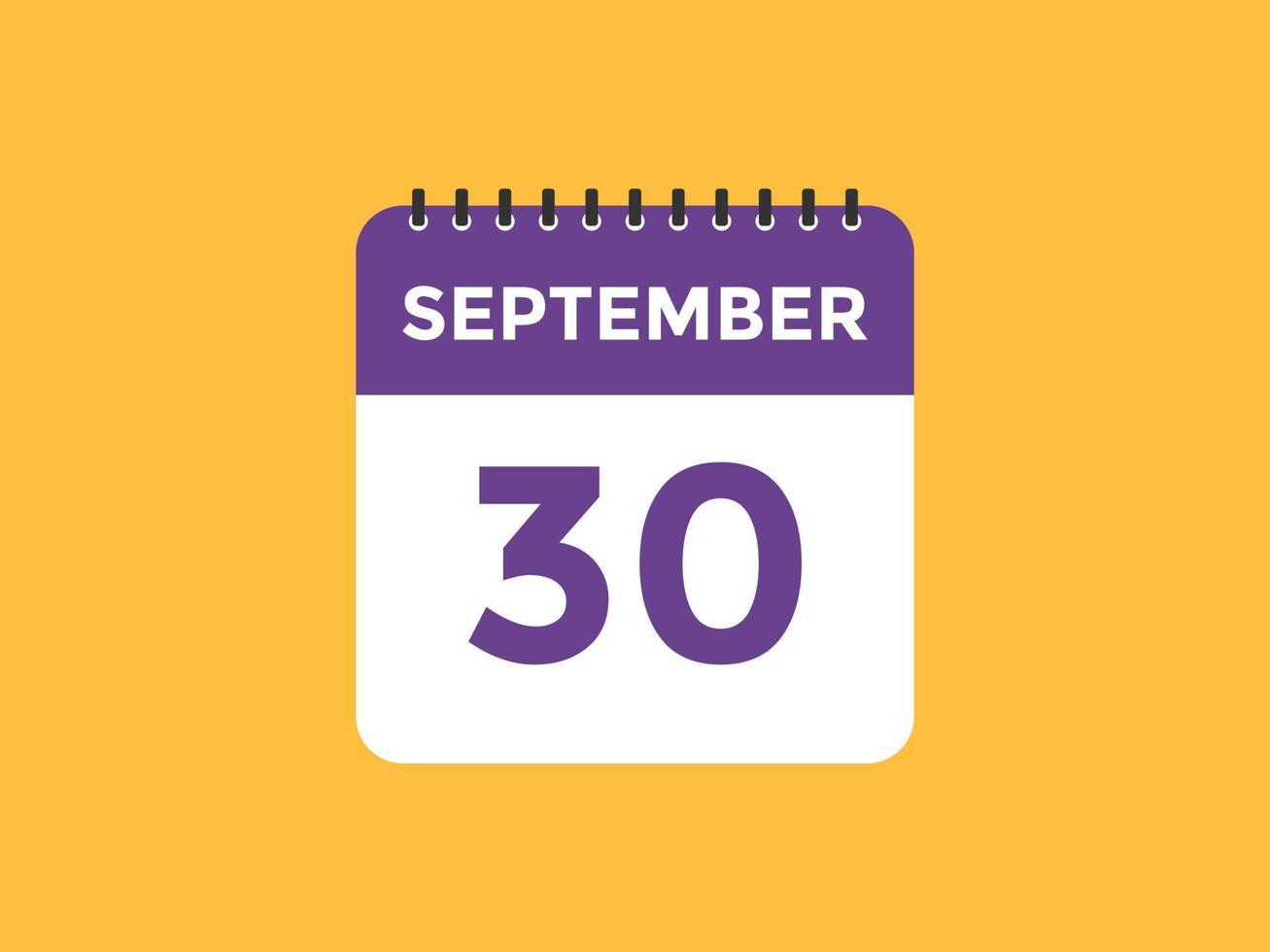 september 30 calendar reminder. 30th september daily calendar icon template. Calendar 30th september icon Design template. Vector illustration