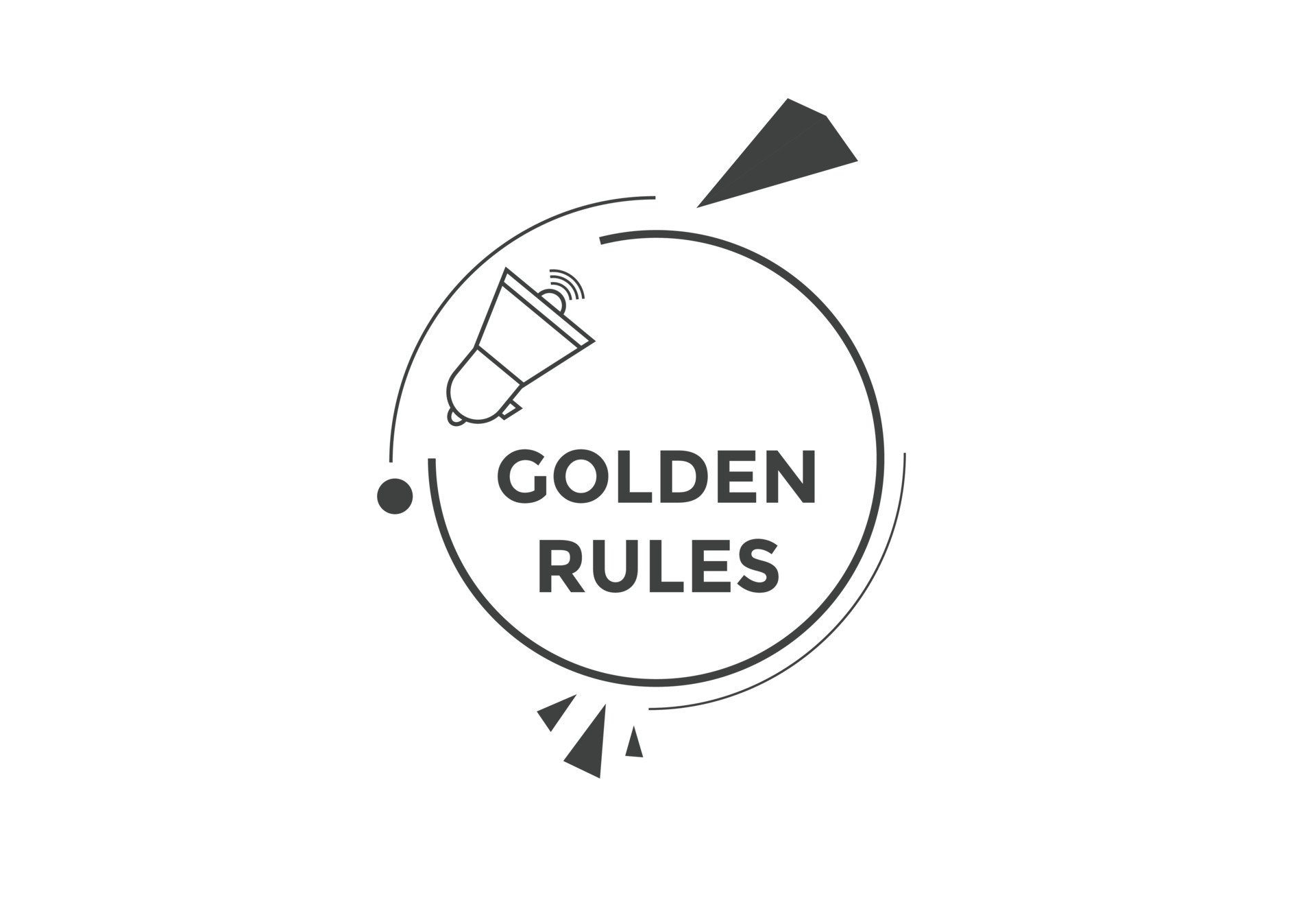 Golden rules text button. Golden rules speech bubble. Golden rules text