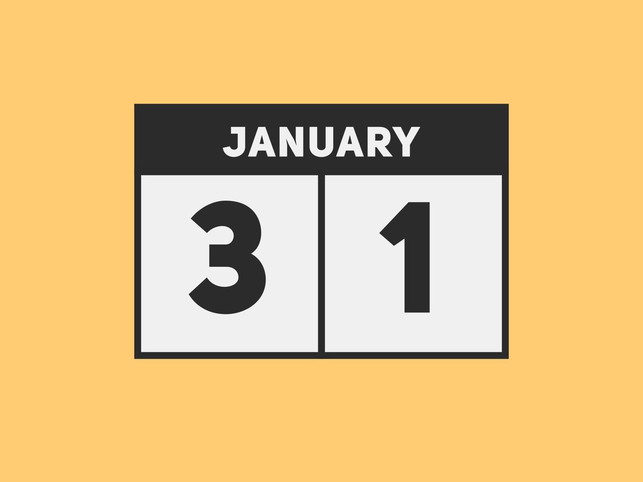 january 31 calendar reminder. 31th january daily calendar icon template. Calendar 31th january icon Design template. Vector illustration