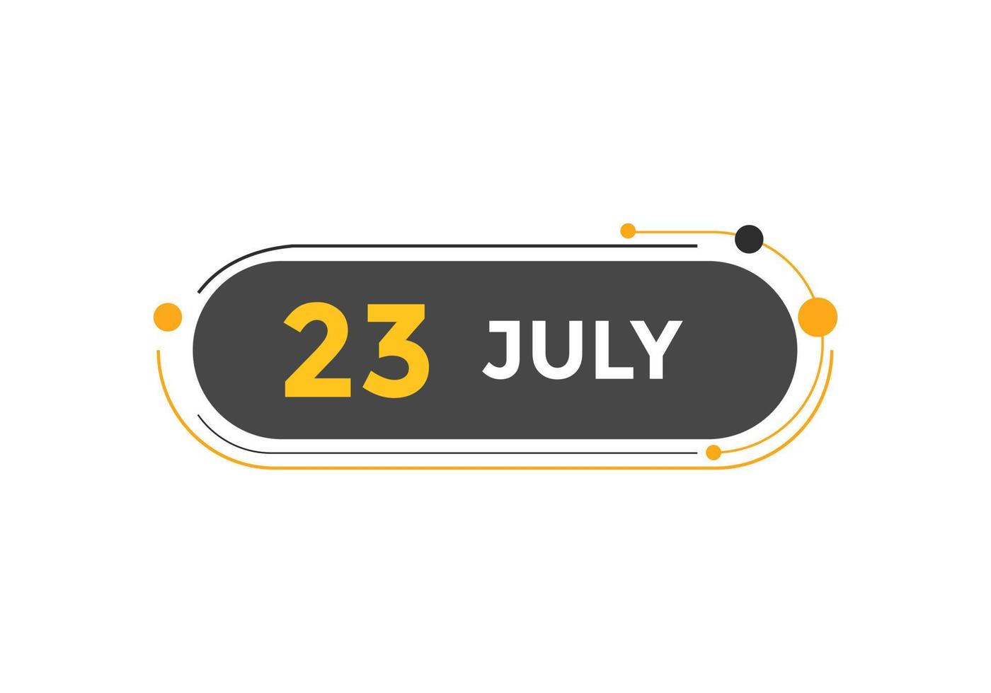 july 23 calendar reminder. 23th july daily calendar icon template. Calendar 23th july icon Design template. Vector illustration