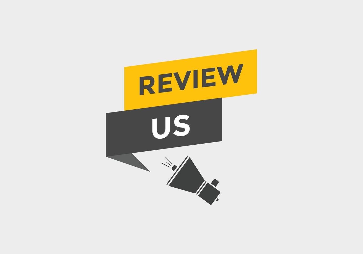 Review us Start now button. Review us User rating social banner promotion. Review Us text social media template vector