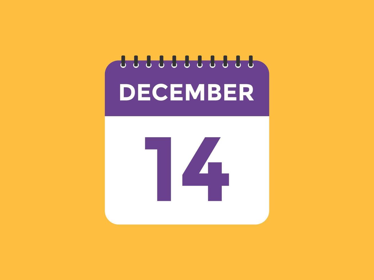 Recordatorio del calendario del 14 de diciembre. Plantilla de icono de calendario diario del 14 de diciembre. plantilla de diseño de icono de calendario 14 de diciembre. ilustración vectorial vector