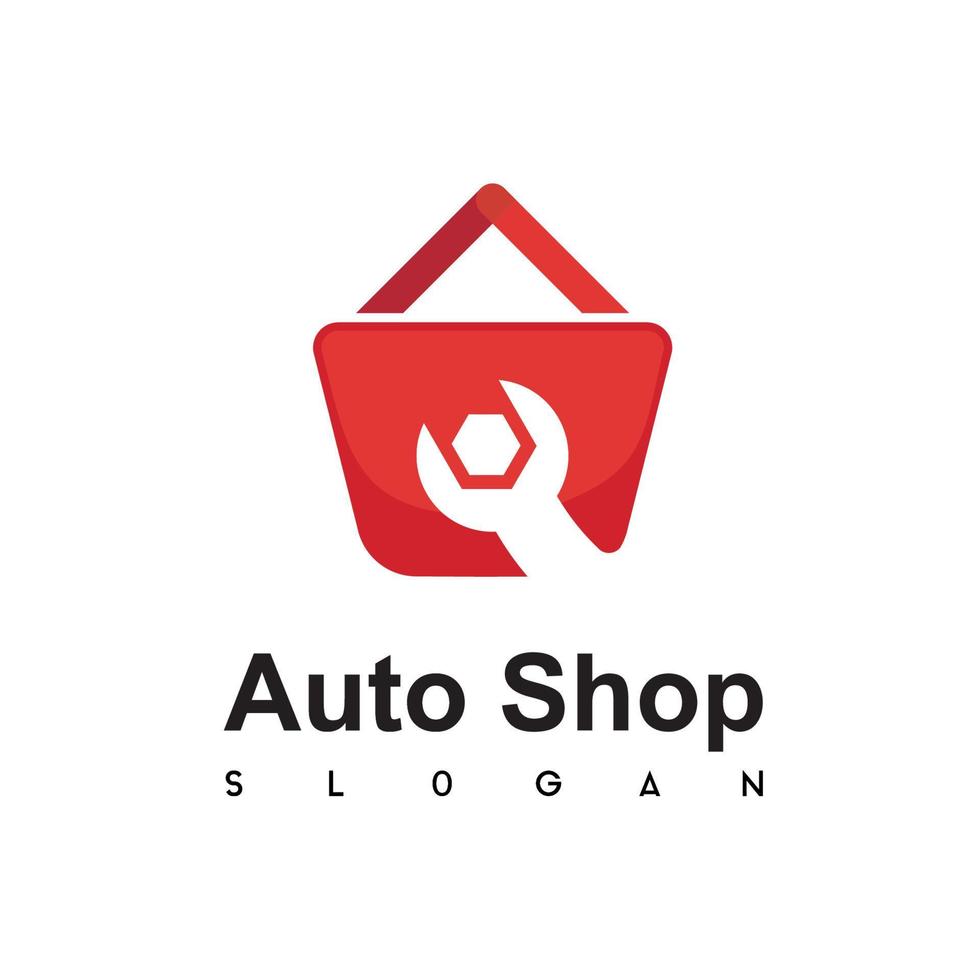 plantilla de diseño de logotipo de tienda automotriz. diseño de vector de bolsa de compras.