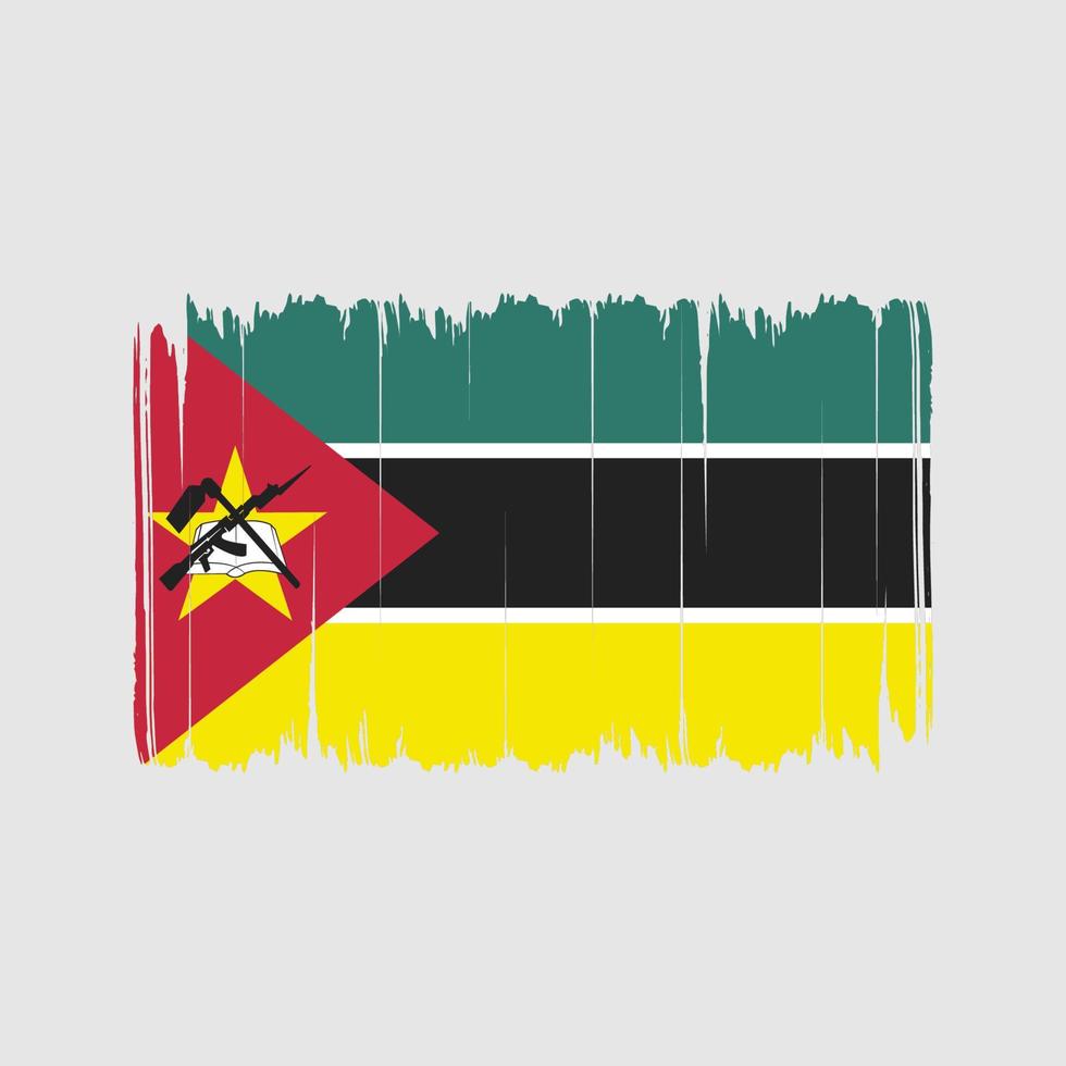 trazos de pincel de bandera de mozambique. bandera nacional vector