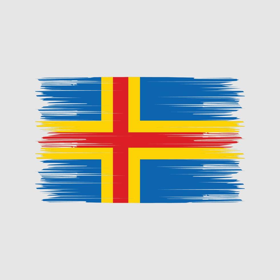 pincel de bandera de las islas aland. bandera nacional vector