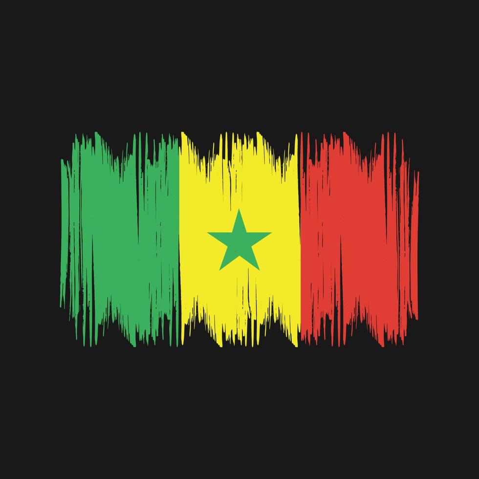 trazos de arbusto de bandera de senegal. bandera nacional vector