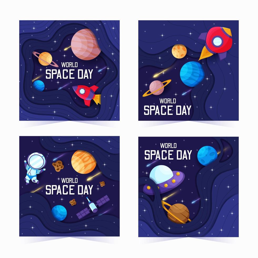 World Space Day Social Media Post vector