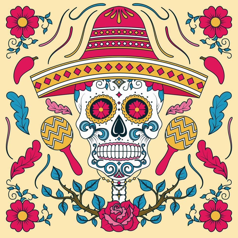 dia de los muertos calavera calavera de azucar vector