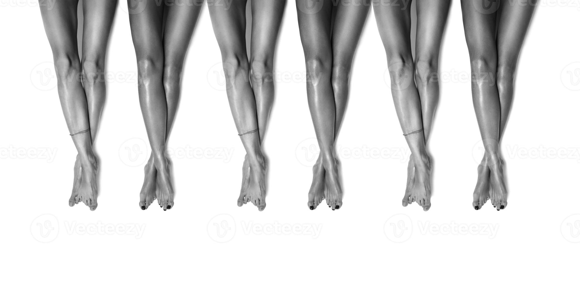 Group of beautiful, smooth women's legs after laser hair removal. Treatment, technology concept photo