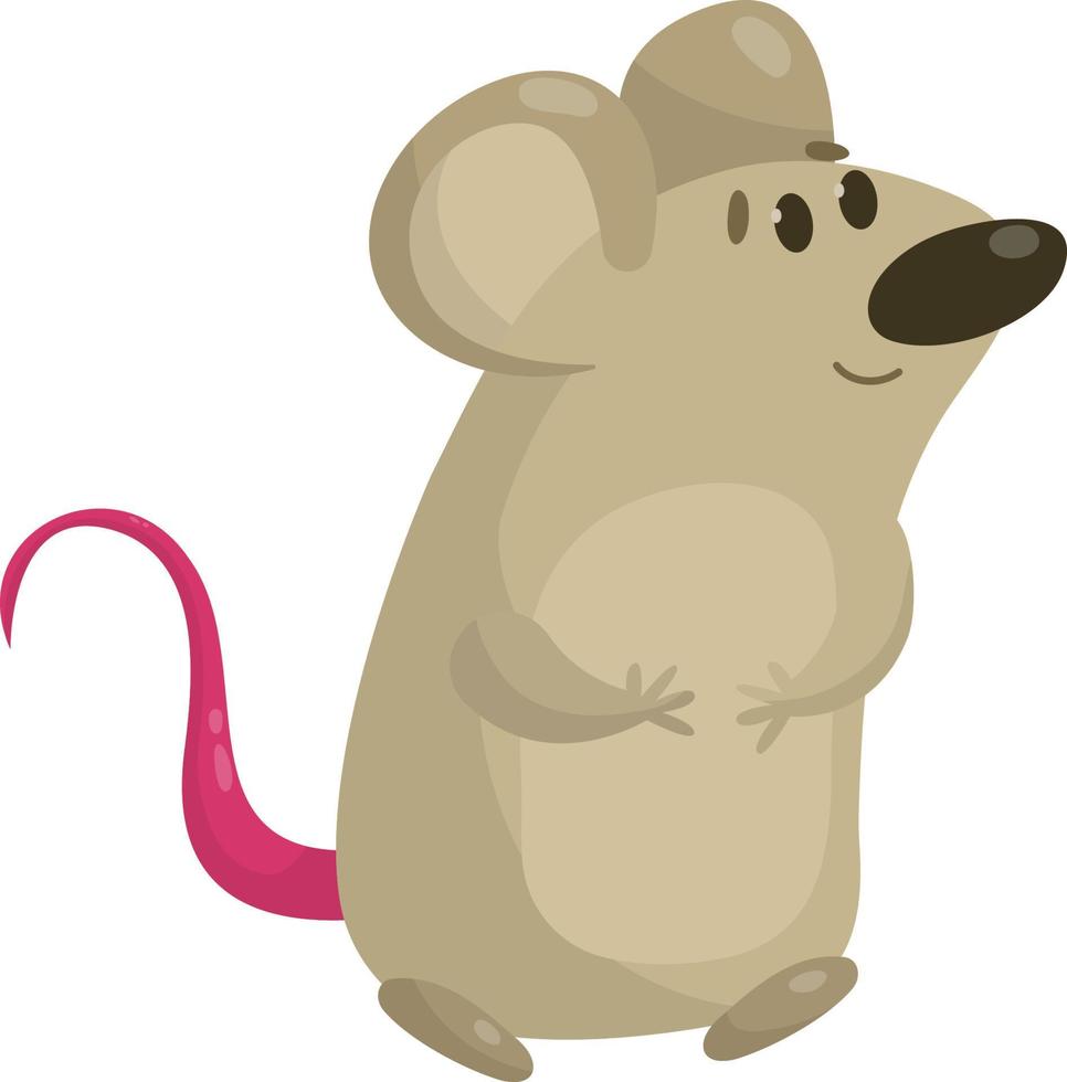 ratón gris con cola rosa vector