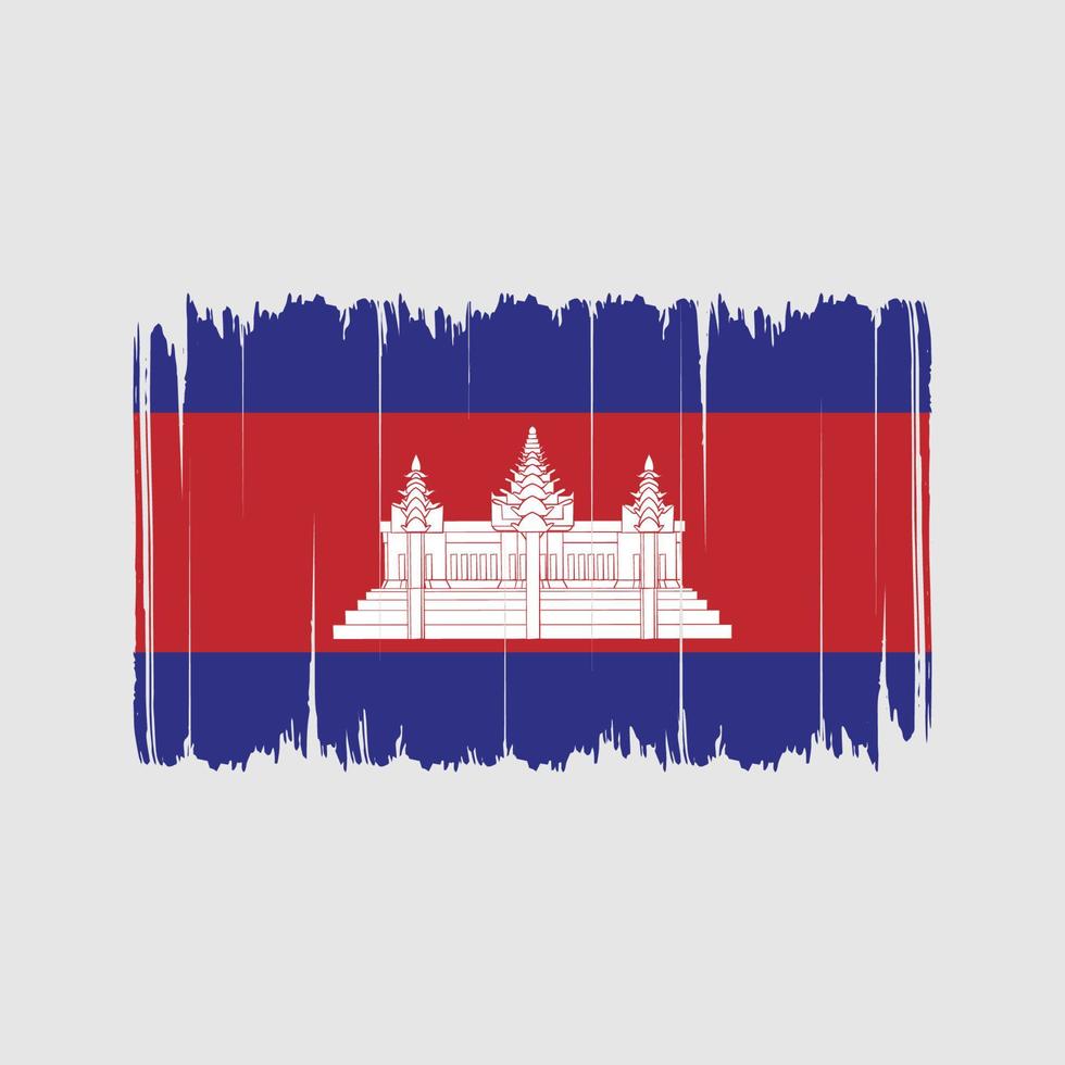 trazos de pincel de la bandera de camboya. bandera nacional vector