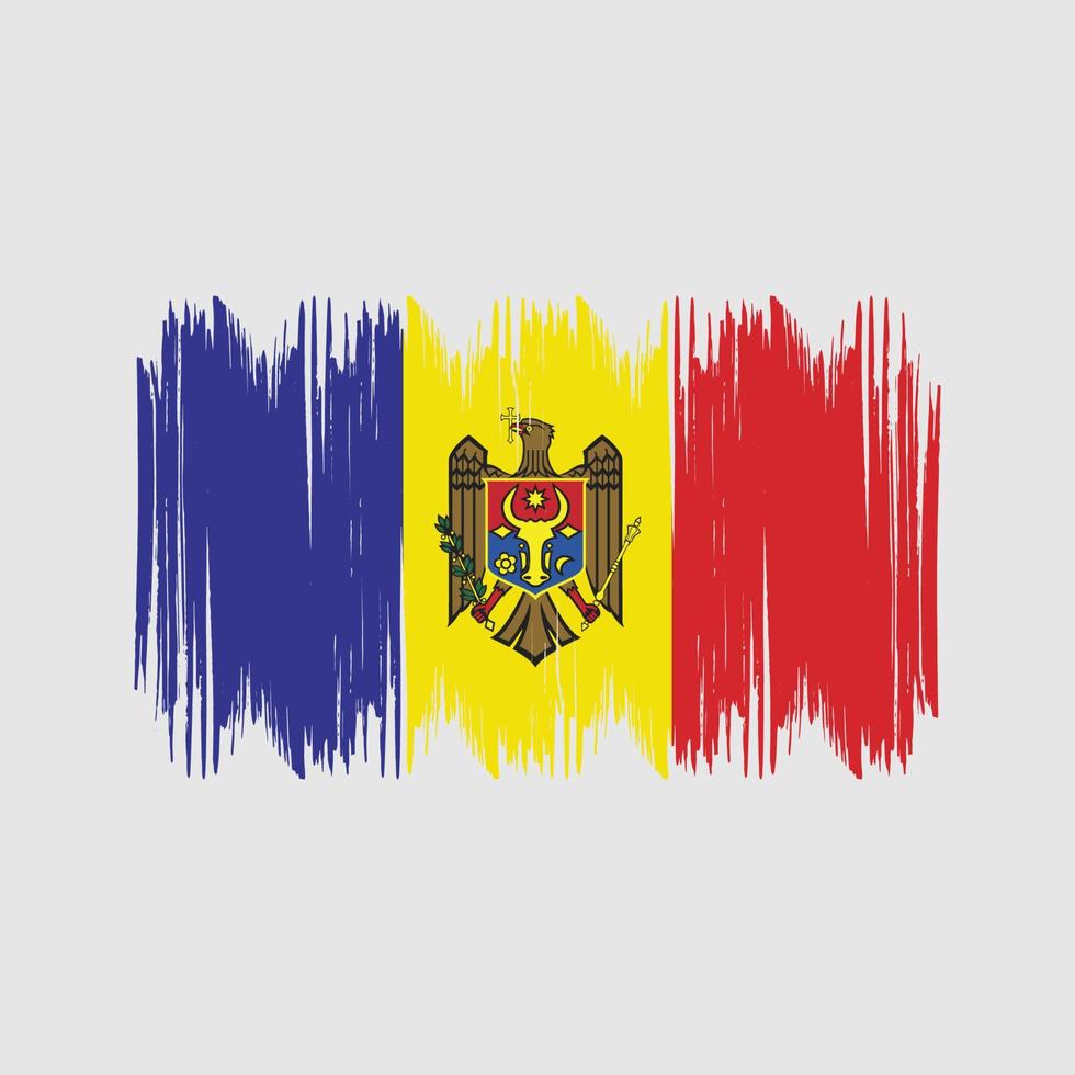 Moldova Flag Bush Strokes. National Flag vector