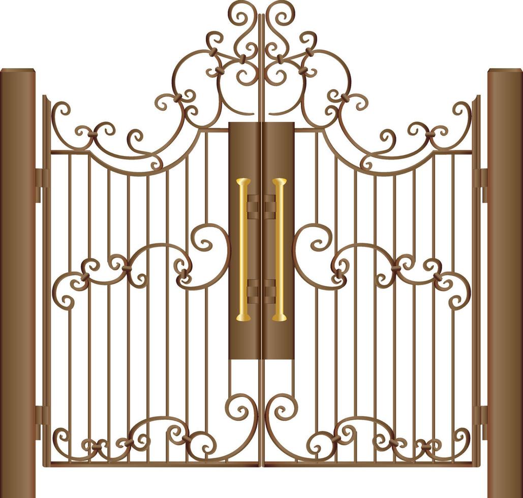 elegante puerta de valla dorada vector