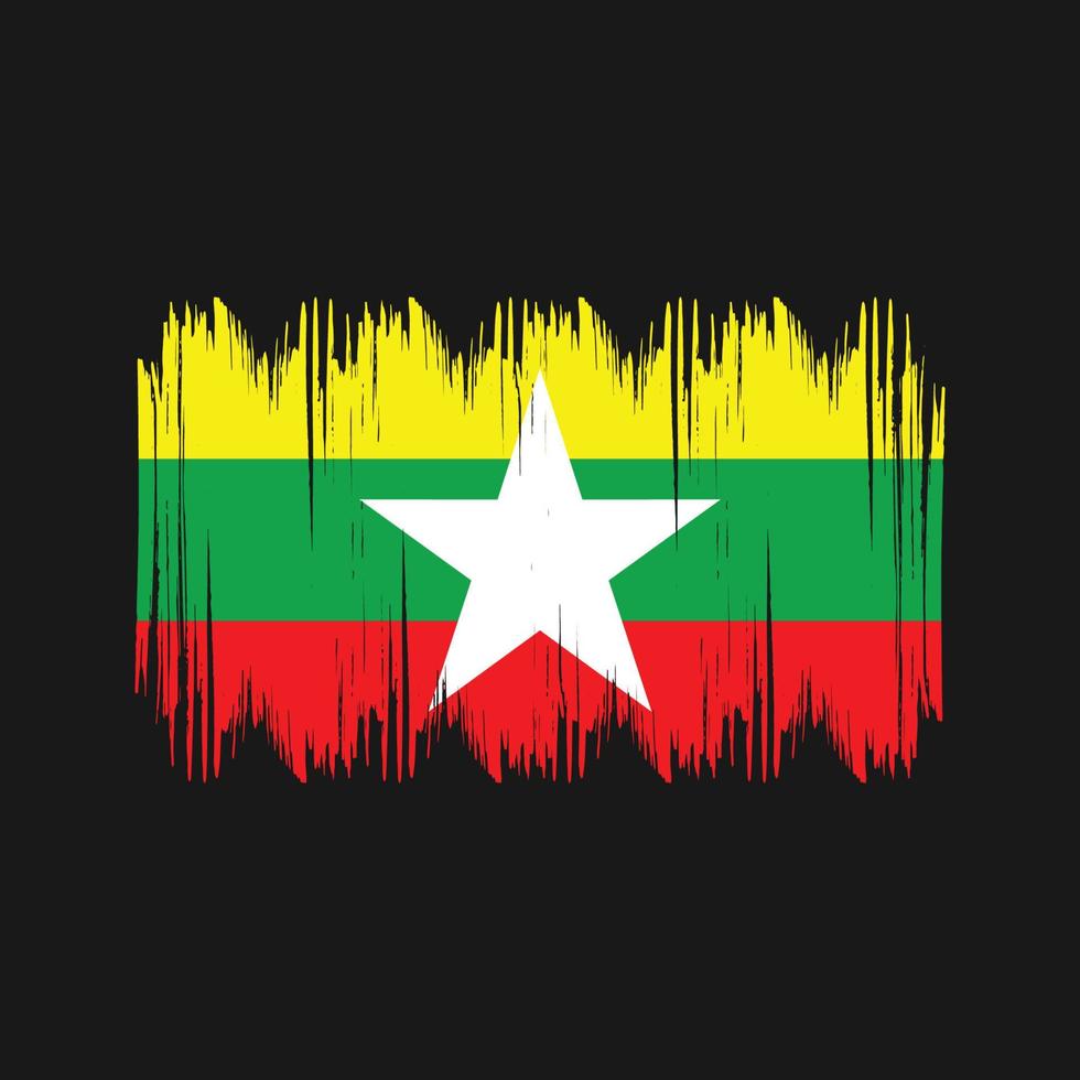 Myanmar Flag Bush Strokes. National Flag vector