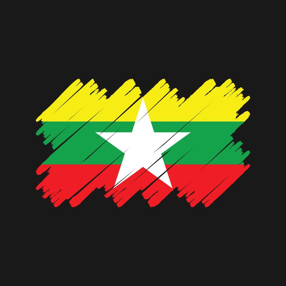 Myanmar Flag Brush. National Flag vector