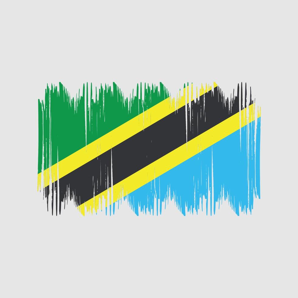 Tanzania Flag Bush Strokes. National Flag vector