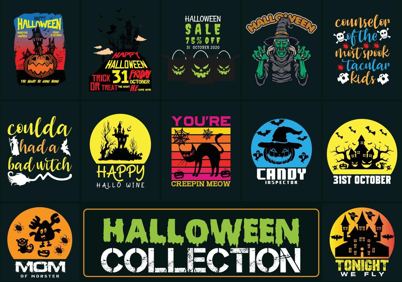 Halloween quotes and typographic design. Ready to print for apparel, poster, and illustration. Modern, simple, lettering t-shirt vector. vector