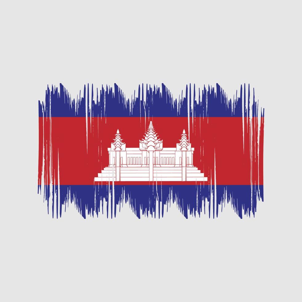 trazos de arbusto de la bandera de camboya. bandera nacional vector