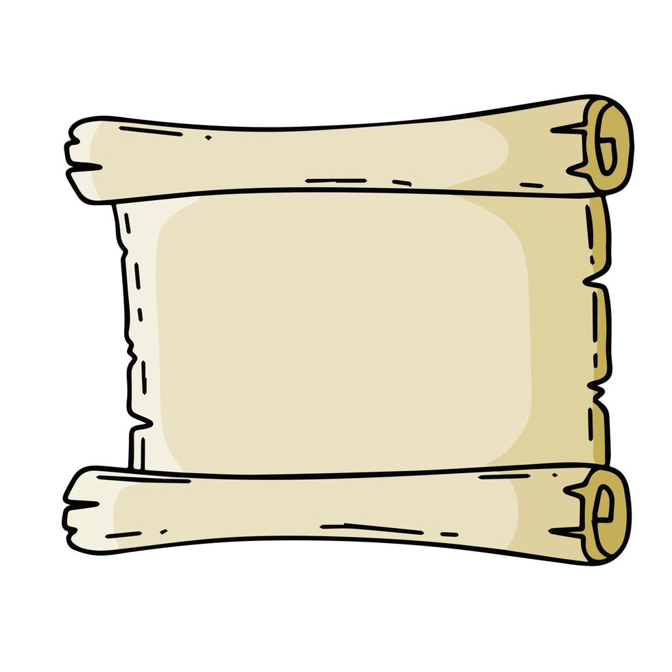 pergamino antiguo. plantilla para texto antiguo. papiro medieval. papel para escribir. ilustración de dibujos animados de contorno vector