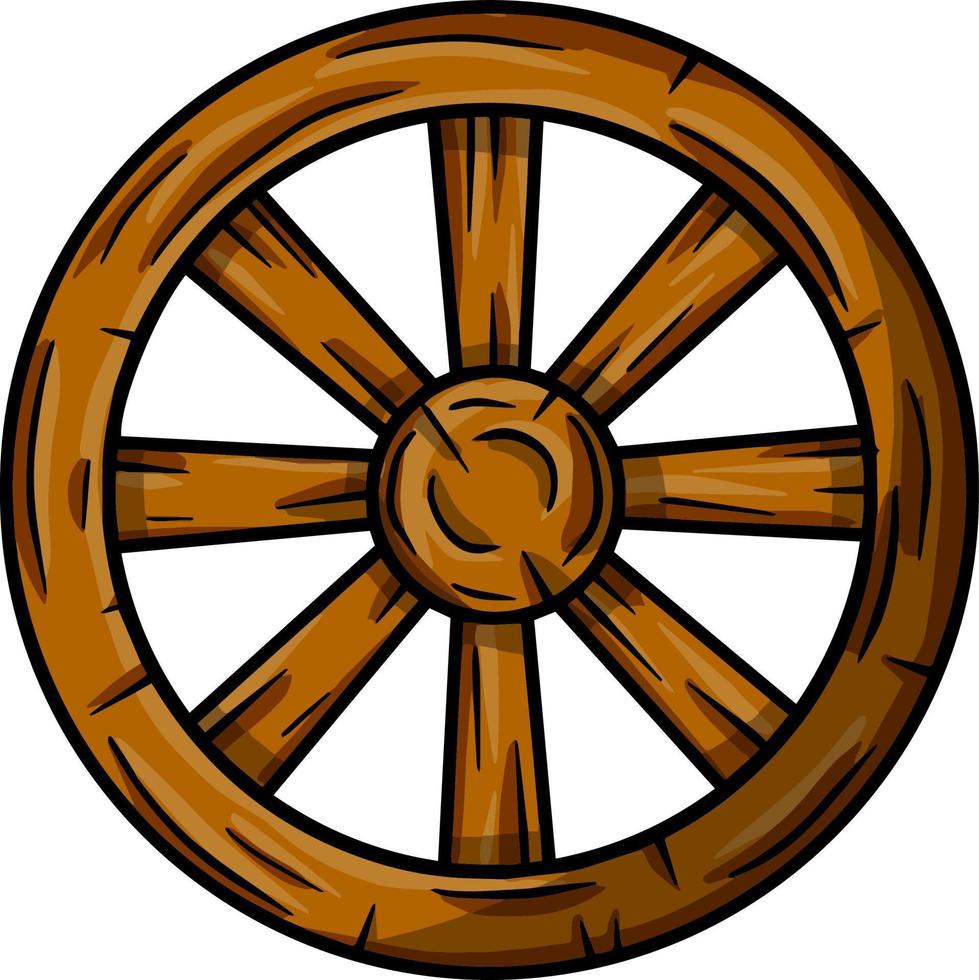 Old wooden cart wheels. vector