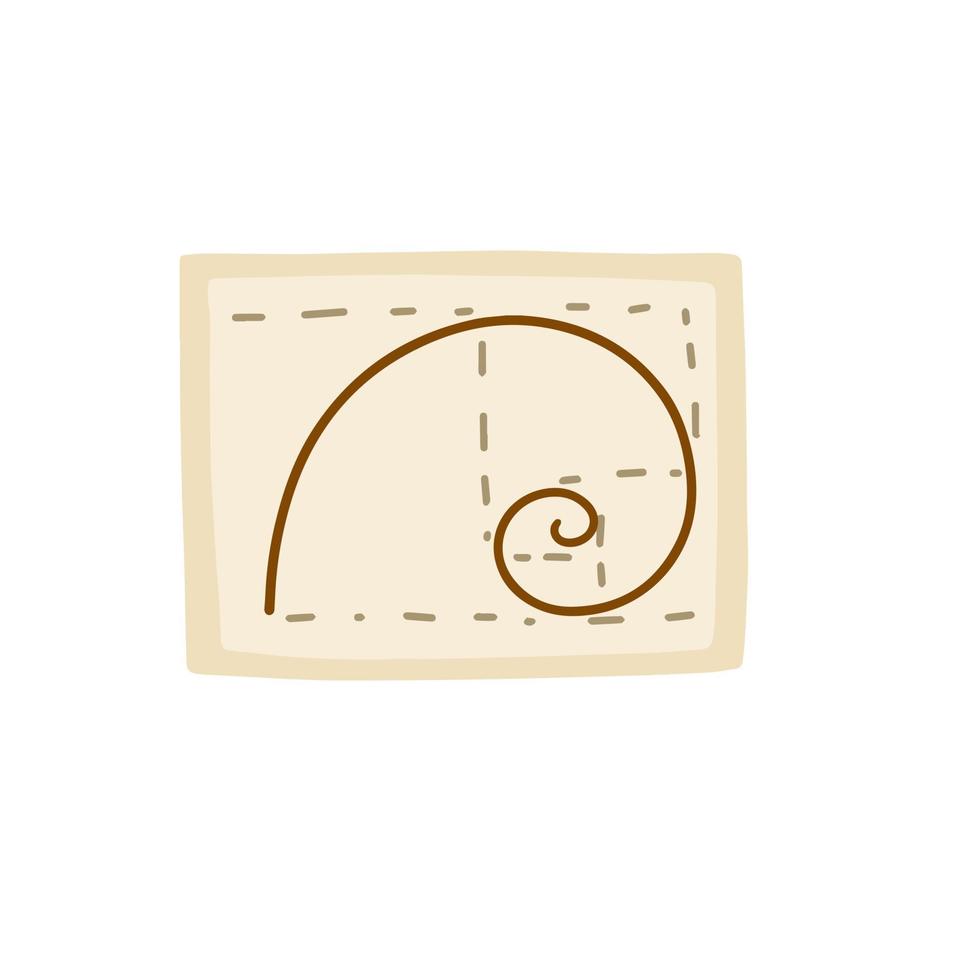 Golden ratio. Fibonacci spiral. Icon of Concept of Art and science in doodle style vector