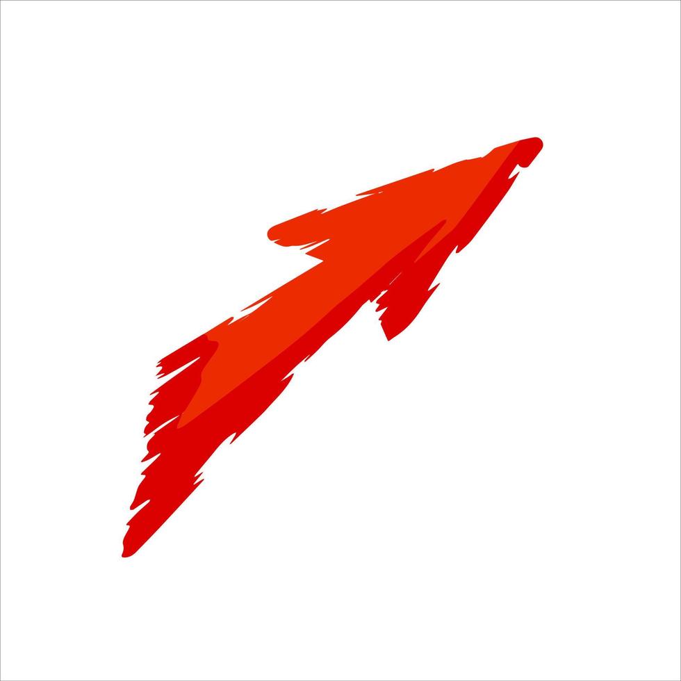 Red arrow with ragged edges. Direction indicator in grunge style. vector