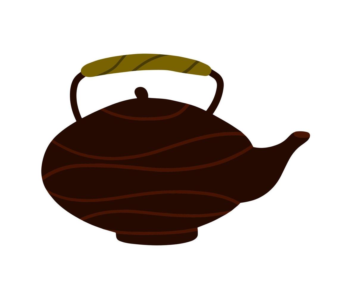 Tea set. Kitchen utensils. Teapot. Doodle illustration isolated on white background vector