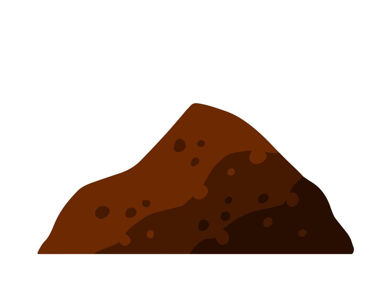 Pile of earth. Brown mound. Land and soil for farming. Flat cartoon isolated on white vector