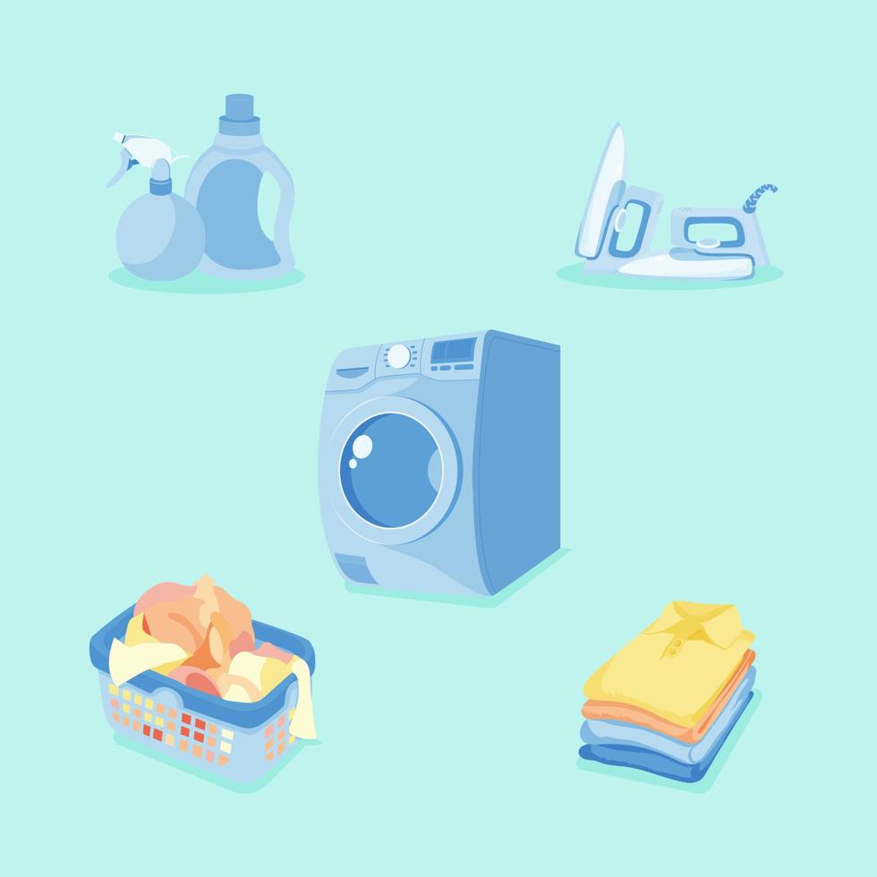 Set of laundry elements vector