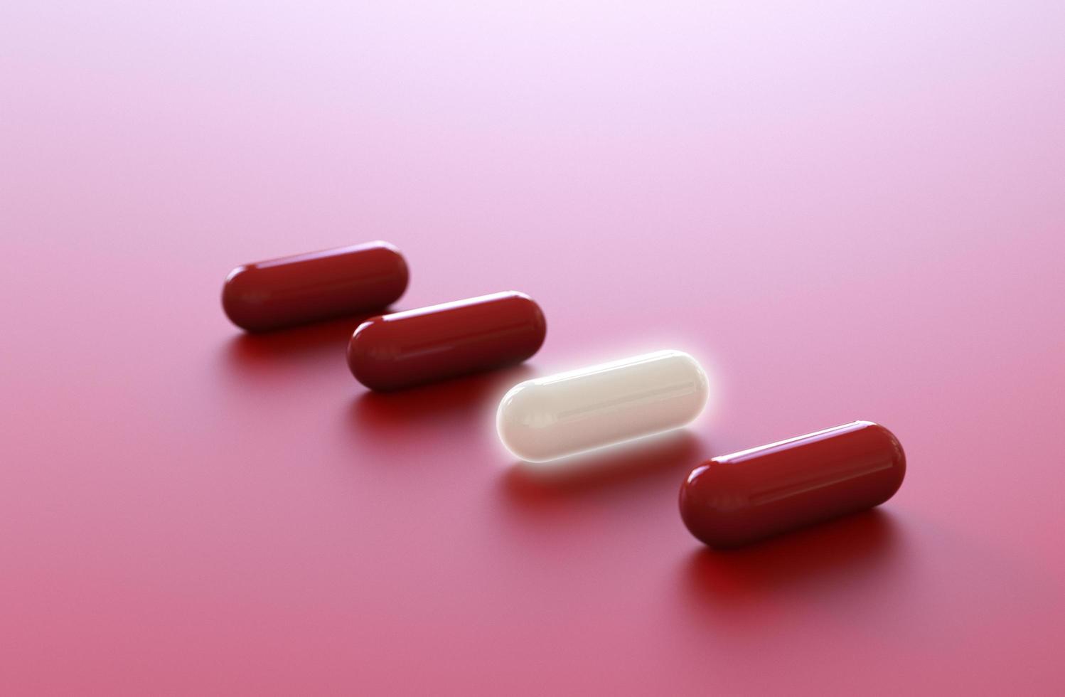 The Glowing White Capsule medicine. 3D illustration. photo