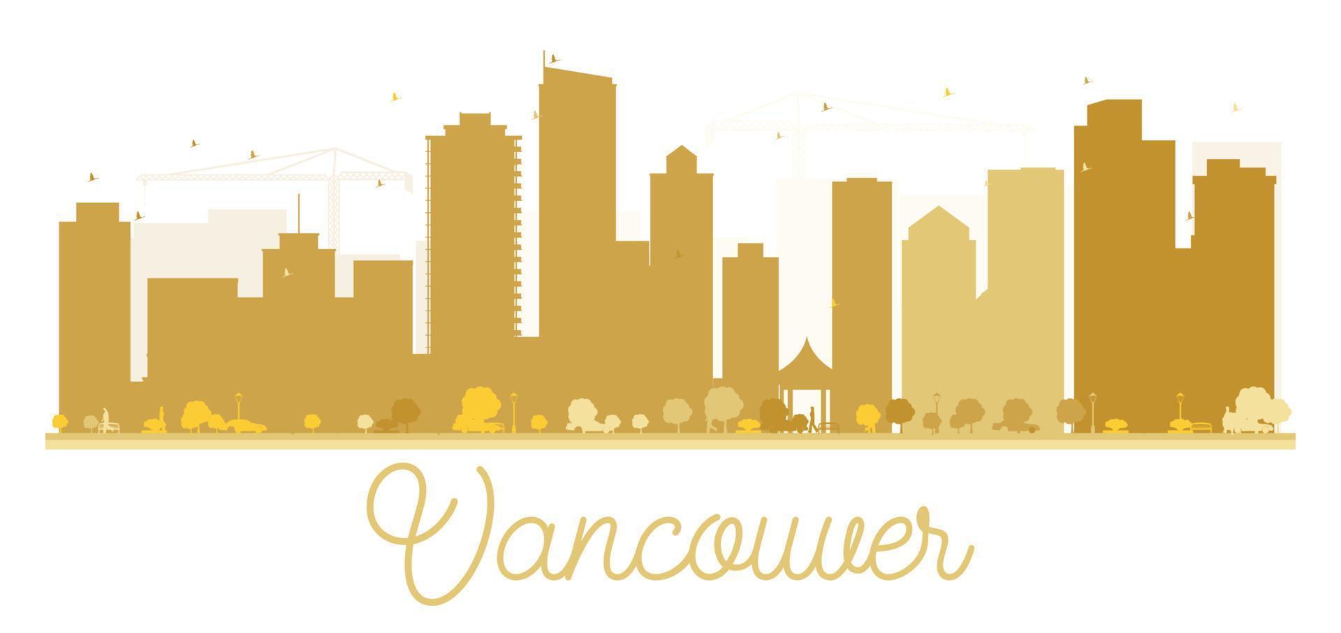 silueta dorada del horizonte de la ciudad de vancouver. vector