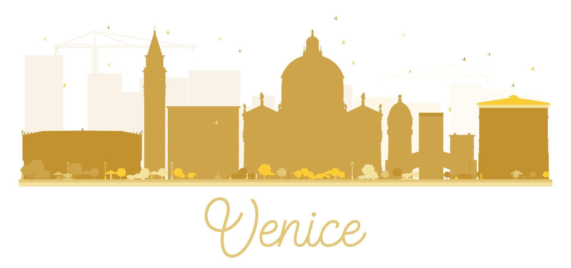 silueta dorada del horizonte de la ciudad de venecia. vector