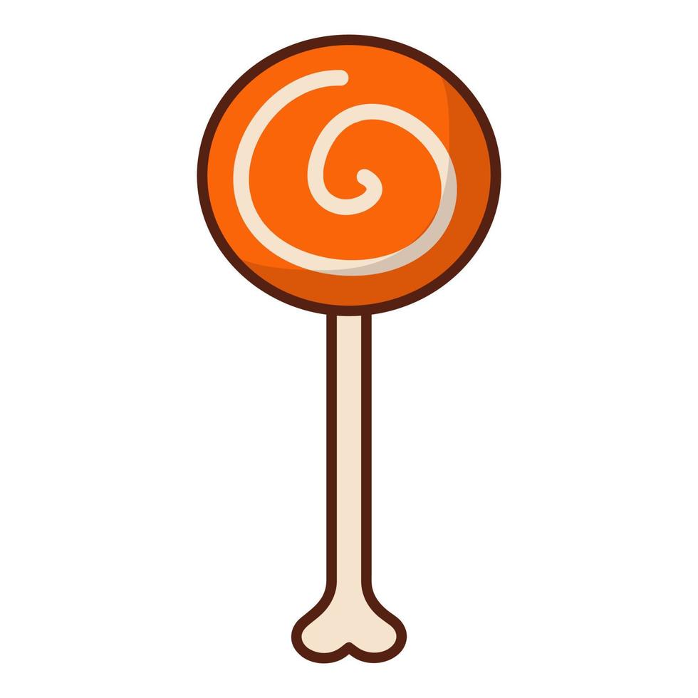 Halloween Lollipop. Round lollipop on a stick in the form of a bone. vector