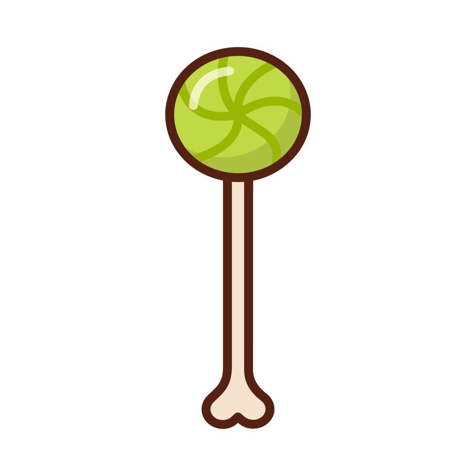 Halloween Lollipop. Round lollipop on a stick in the form of a bone. vector