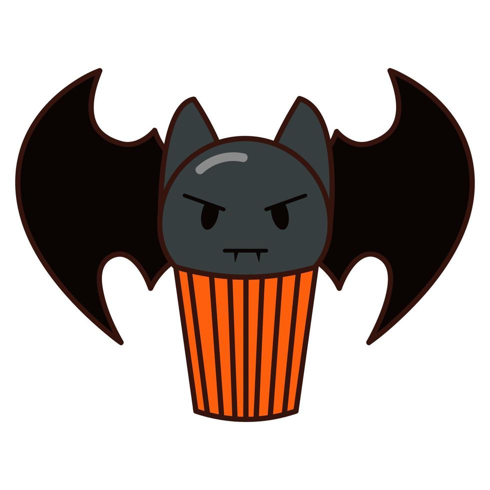 pastel de murciélago dulce de Halloween. lindo murciélago en un muffin. vector