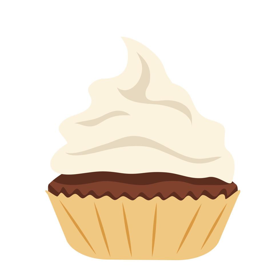 Sweet cupcakes with cream. Vector cartoon illustration
