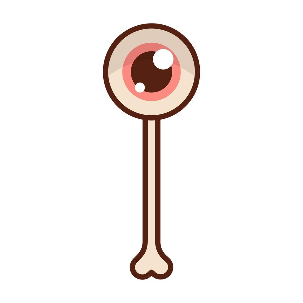 Halloween Lollipop. Round eye on a stick in the form of a bone. vector