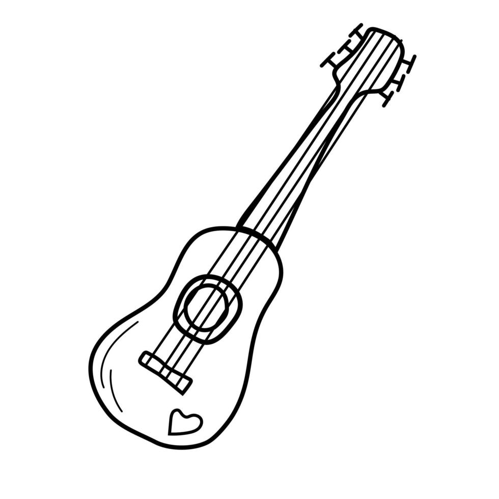 Doodle guitar drawn by hand. Vector illustration