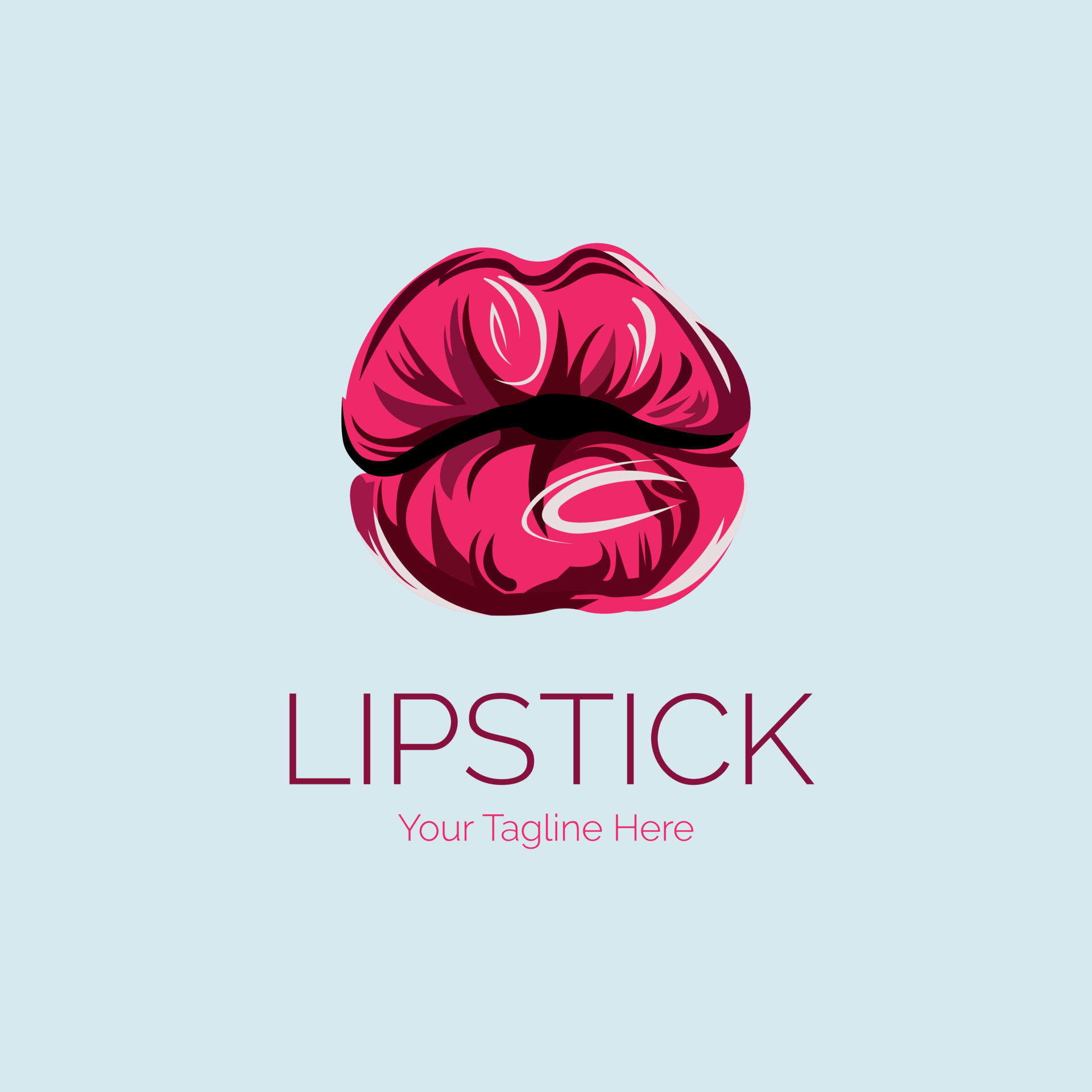 Lipstick kiss cosmetics logo design template for brand or company and