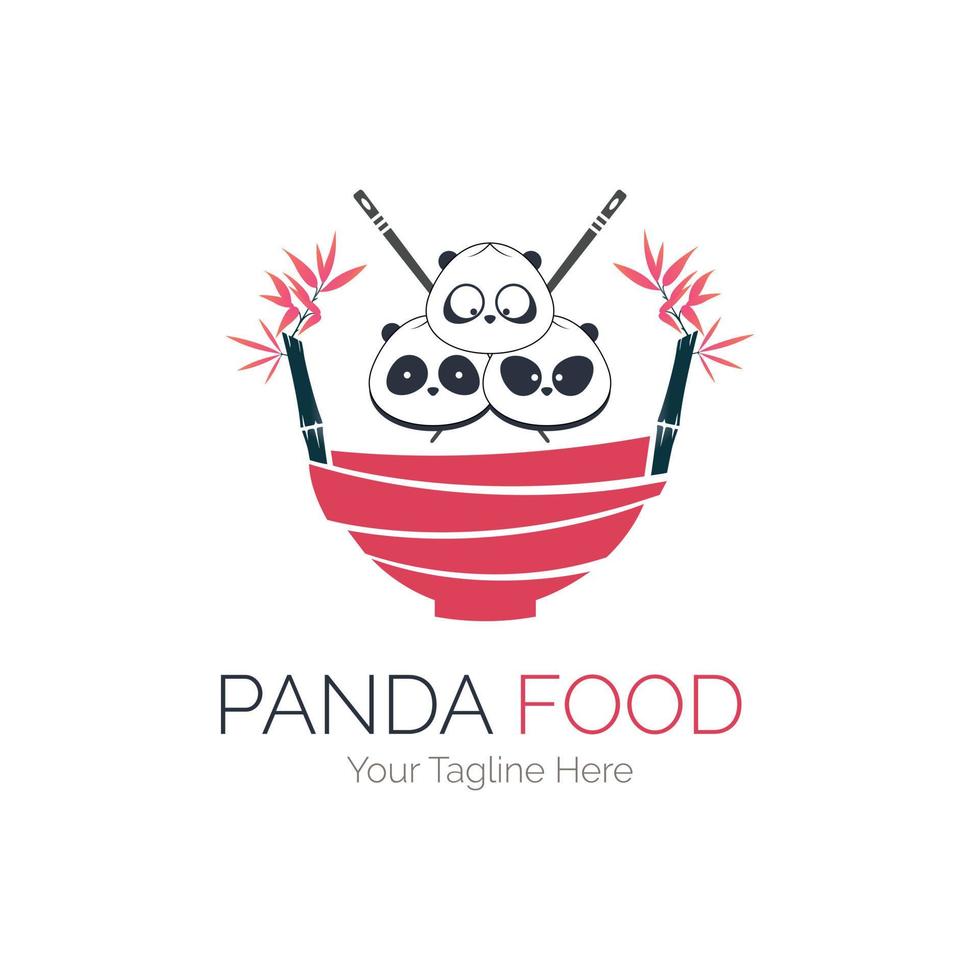 Panda food mug bamboo restaurant logo template design for brand or company and other vector