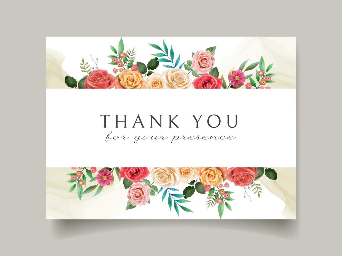 Wedding invitation card template with red roses design vector