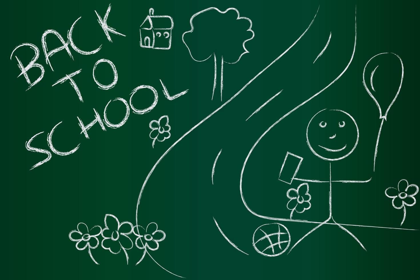 Back to school concept, landscape on blackboard with white chalk vector