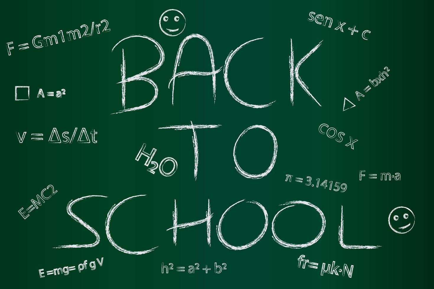 Back to school written on blackboard next to mathematical formulas vector