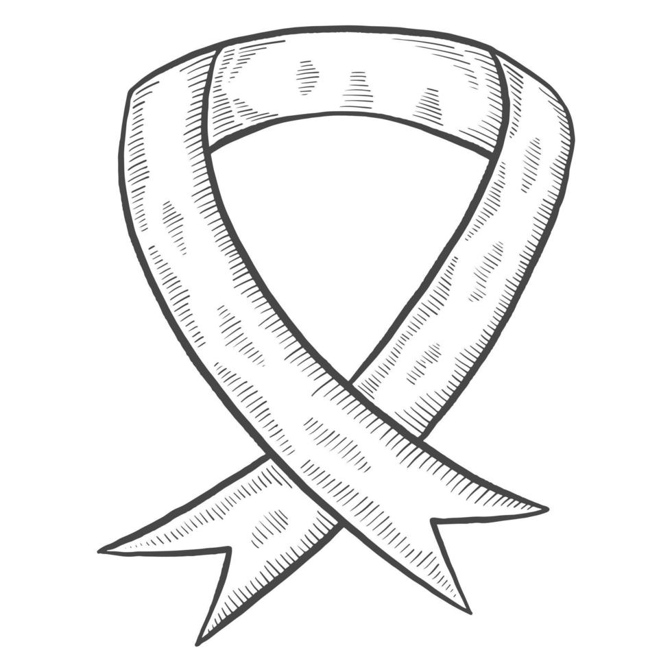 ribbon charity humanitarian international day isolated doodle hand drawn sketch with outline style vector