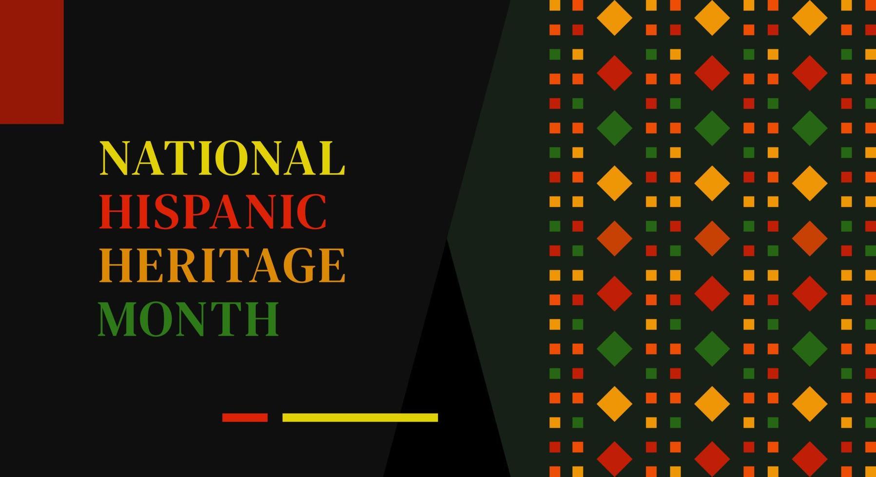 Hispanic heritage month. Abstract floral ornament background design, retro style with text, geometry vector