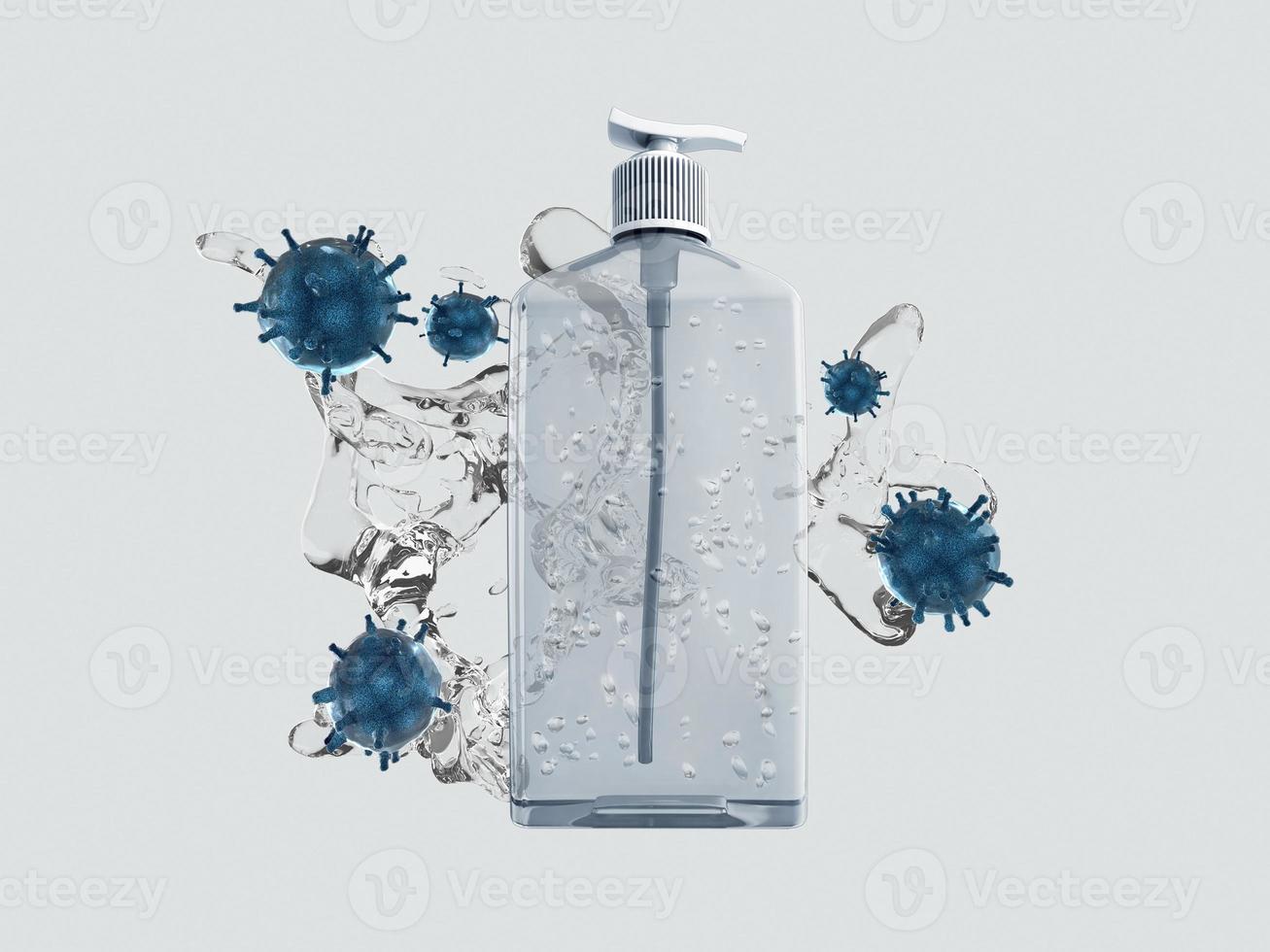 Alcohol Gel Corona Virus Mockup 3D Rendering Design photo