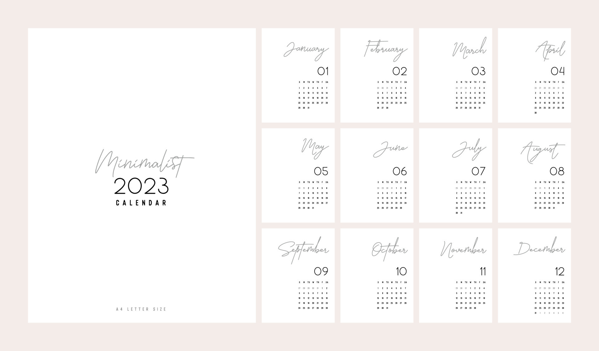 Calendario 2023 estilo minimalista de moda dise o de planificador de